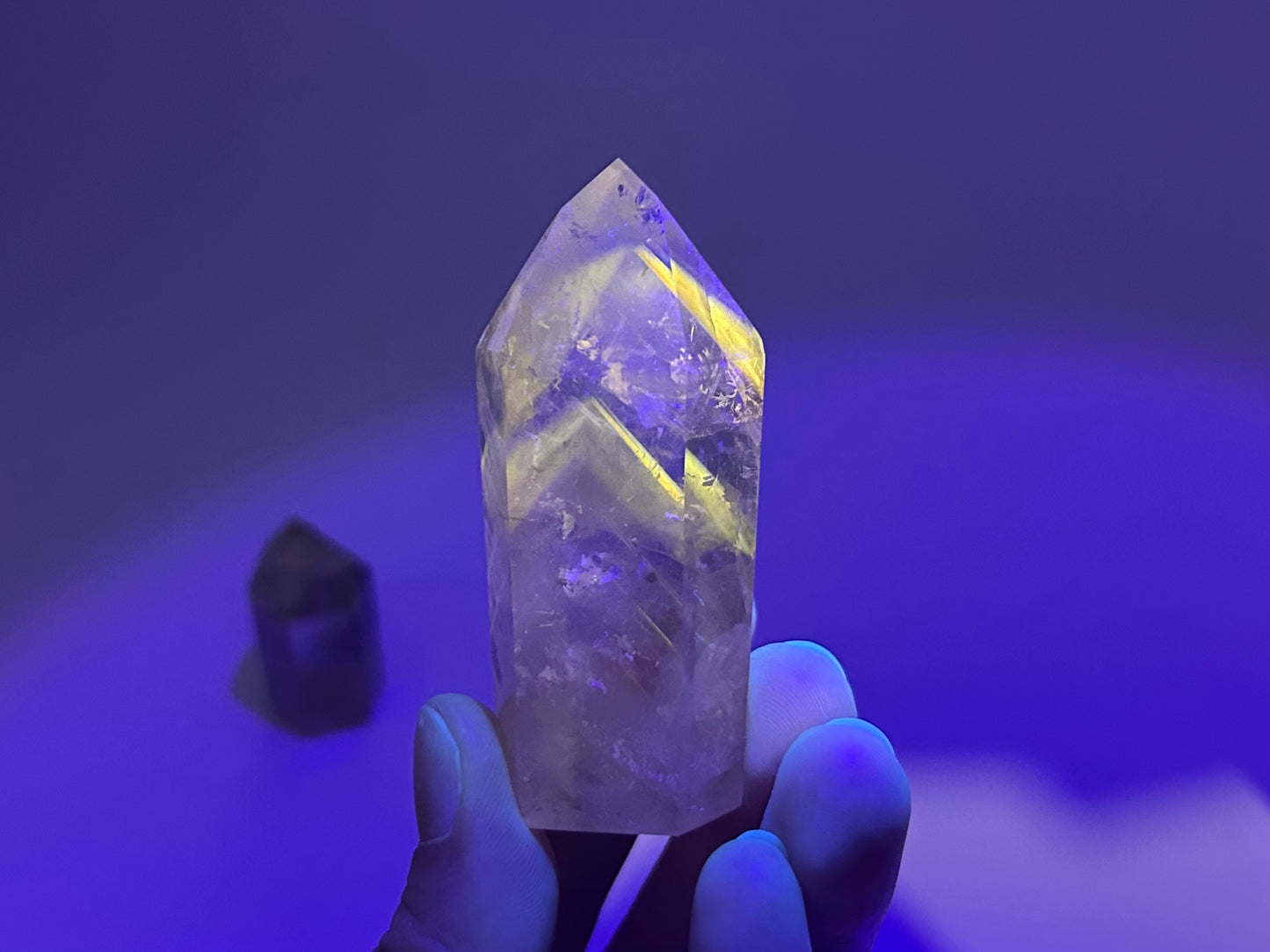 UV Reactive Powellite in Quartz Points