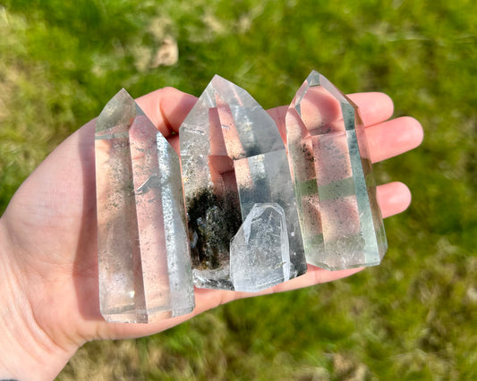 Green Phantom Chlorite Quartz Towers - Lilith and Athena Wholesale