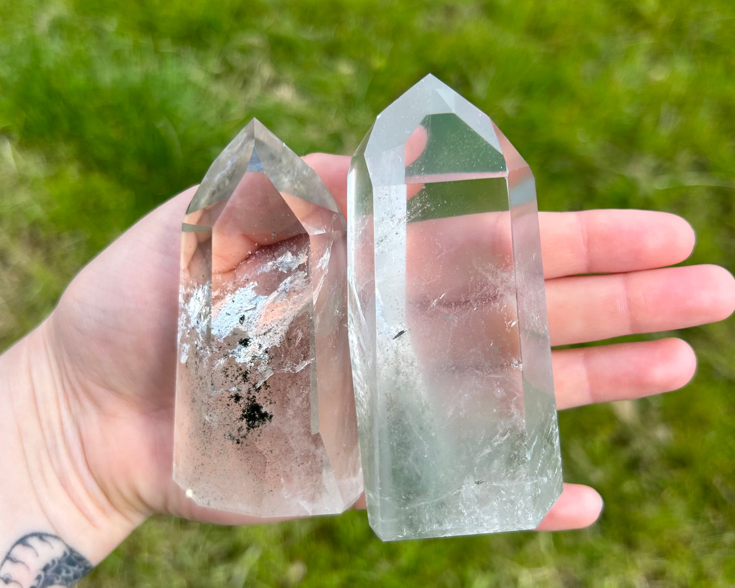 Green Phantom Chlorite Quartz Towers - Lilith and Athena Wholesale