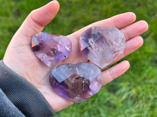 Amethyst & Ametrine Faceted Hearts