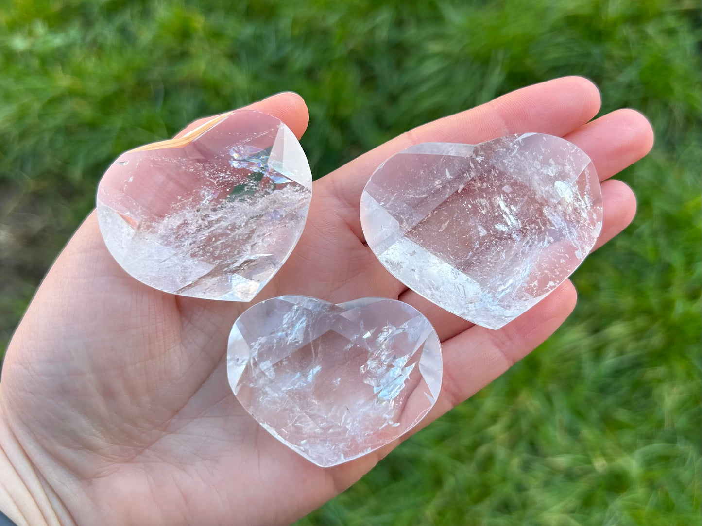 Clear Quartz Faceted Hearts