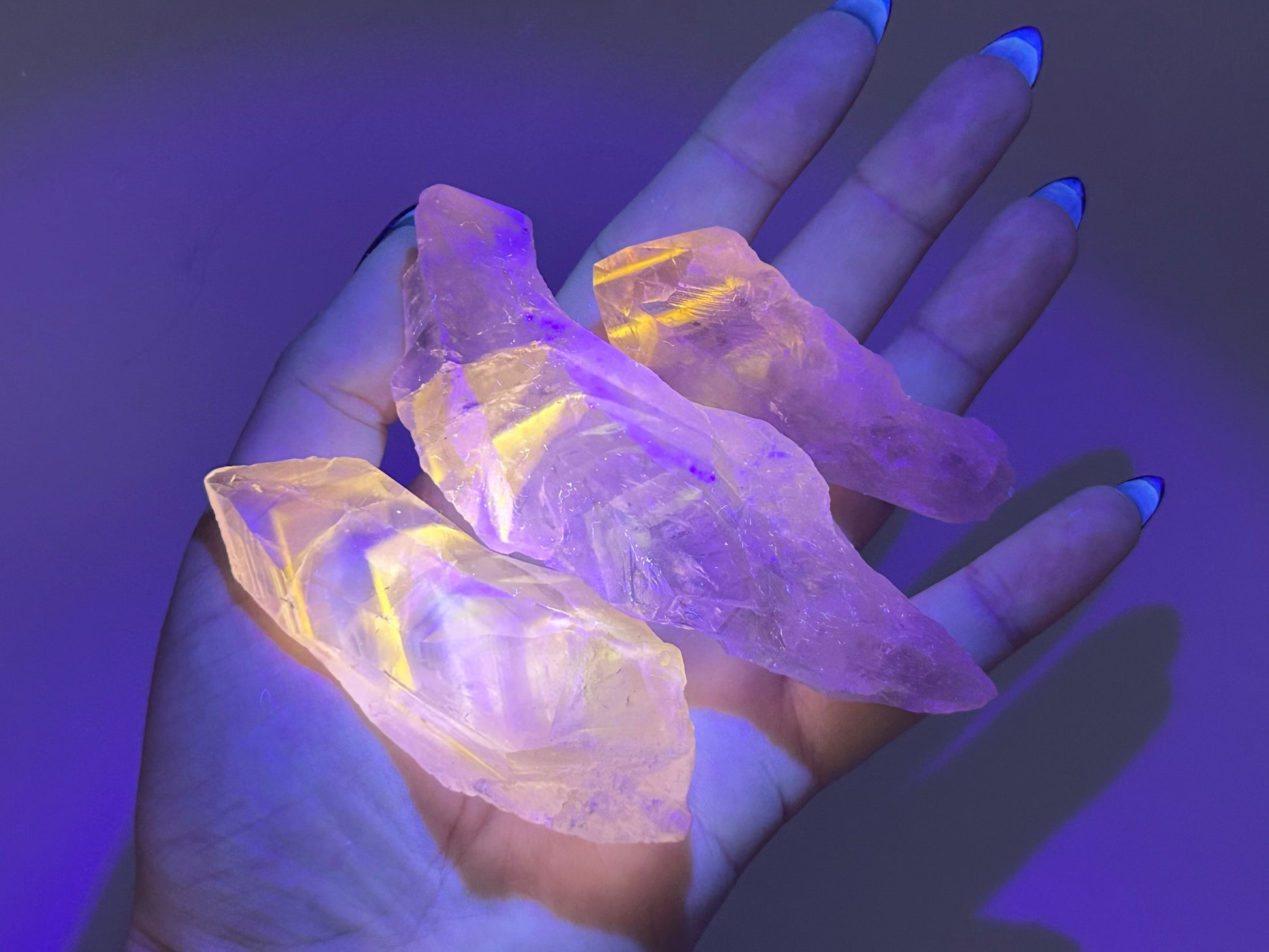 UV Reactive Powellite in Quartz Raw - Lilith and Athena Wholesale